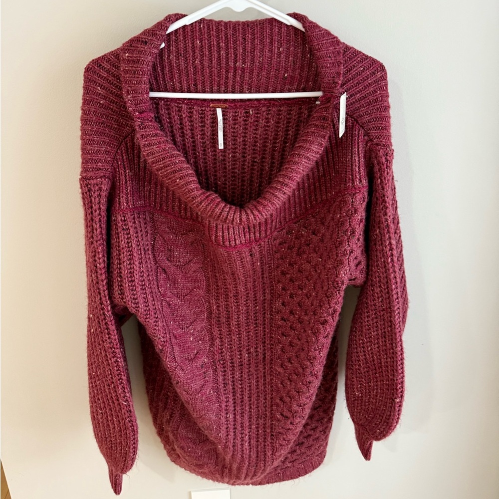 Free People New Dream Spillover Sweater - Wine Red - Size Small - NWT - Picture 4 of 16